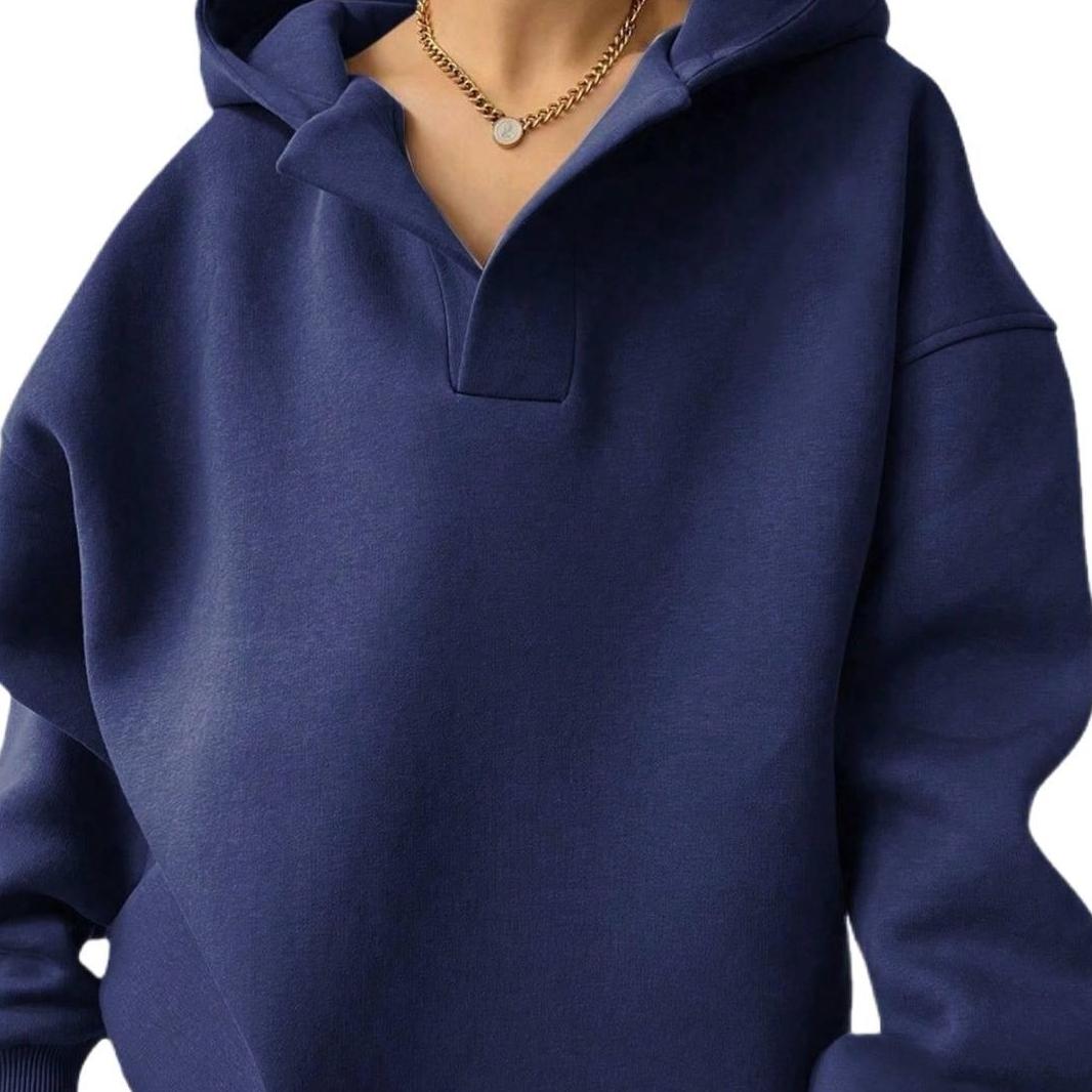 Женский свитшот Осень-Зима Однотонный С длинным рукавом С капюшоном Свободный свитшот для женщин 2XL синий 1789₽