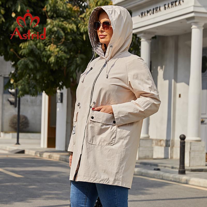 Astrid New Women's Trench Coat Women Jacket Plus Size Hooded Windbreaker Casual Overcoat Female Outerwear Spring 2022 AS-20110
