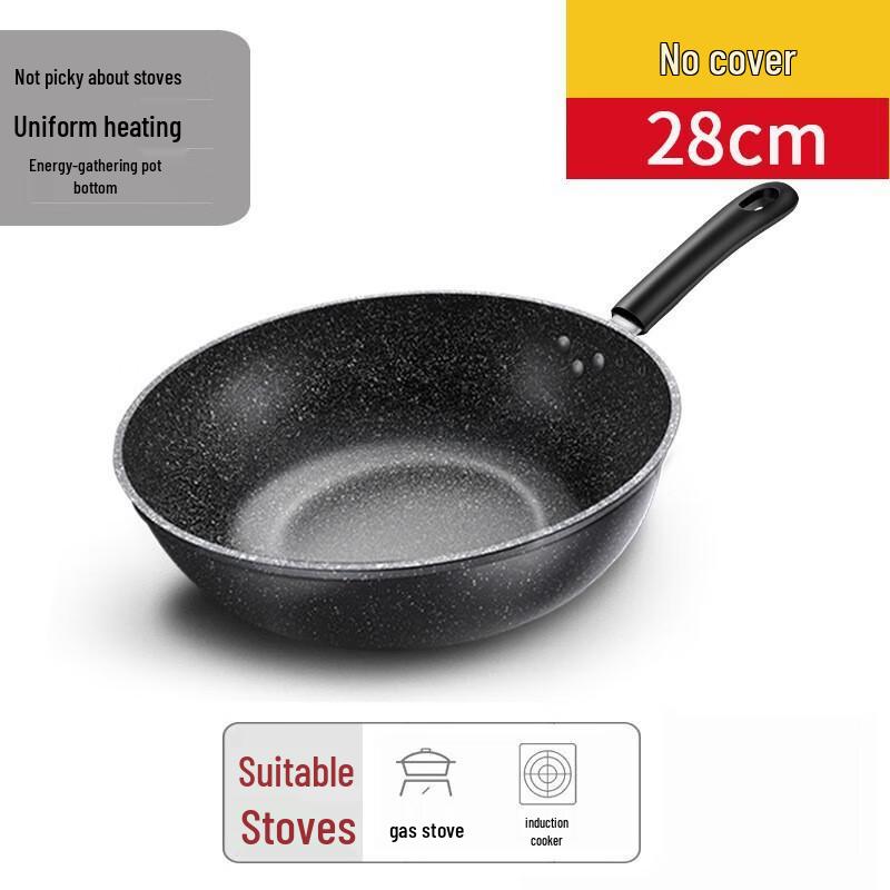ZMR 28cm Non-stick Wrought Iron Flat-Bottom Wok