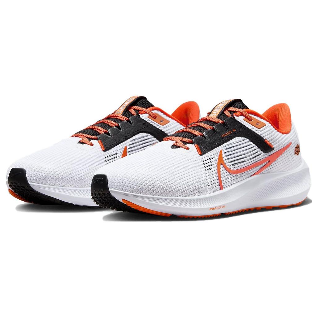 Nike Zapatillas Air Zoom Pegasus 40 Oklahoma State para hombre, color blanco, negro y naranja brillante DZ5973-100