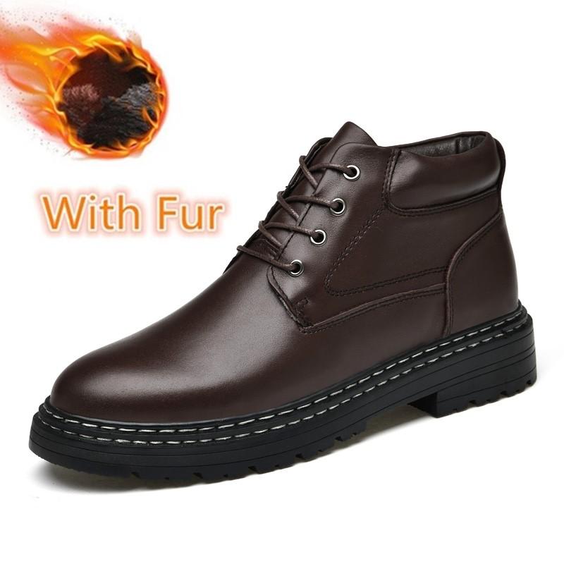 Vysoce kvalitní zimní kotníkové boty z pravé kůže, luxusní značkové pánské boty, ručně šité pánské boty, motorkářské boty, teplé sněhule