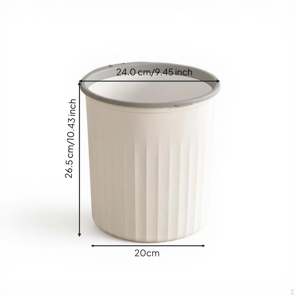 Large Trash Can, Waste Bin, SpaceSaving, Kitchen, Bathroom, Bedroom M Pearl White 1P