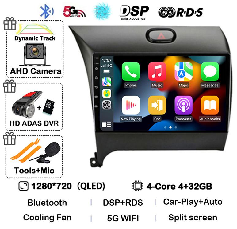 Android14 Carplay Auto For KIA K3 CERATO FORTE 3 YD Tuner 2013 2014 2015 2016 2017 Multimedia Car Radio Player Video WIFI+4G DSP