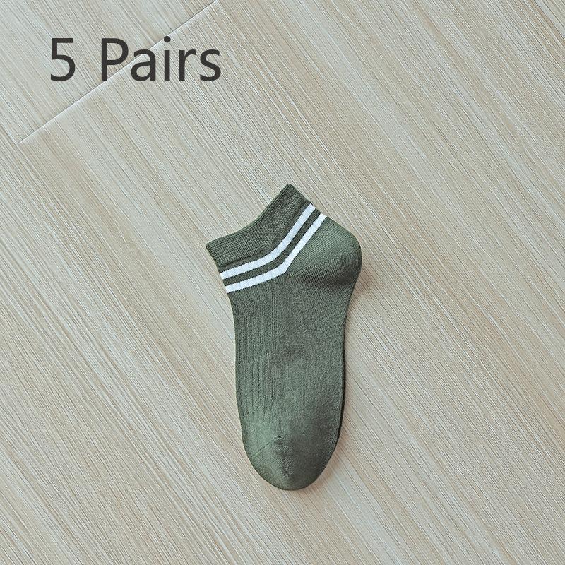 5 Pairs of Female Pure Cotton Non Slip Non Drop Heel Anti Bacterial Breathable Sweat Absorbing Boat Socks