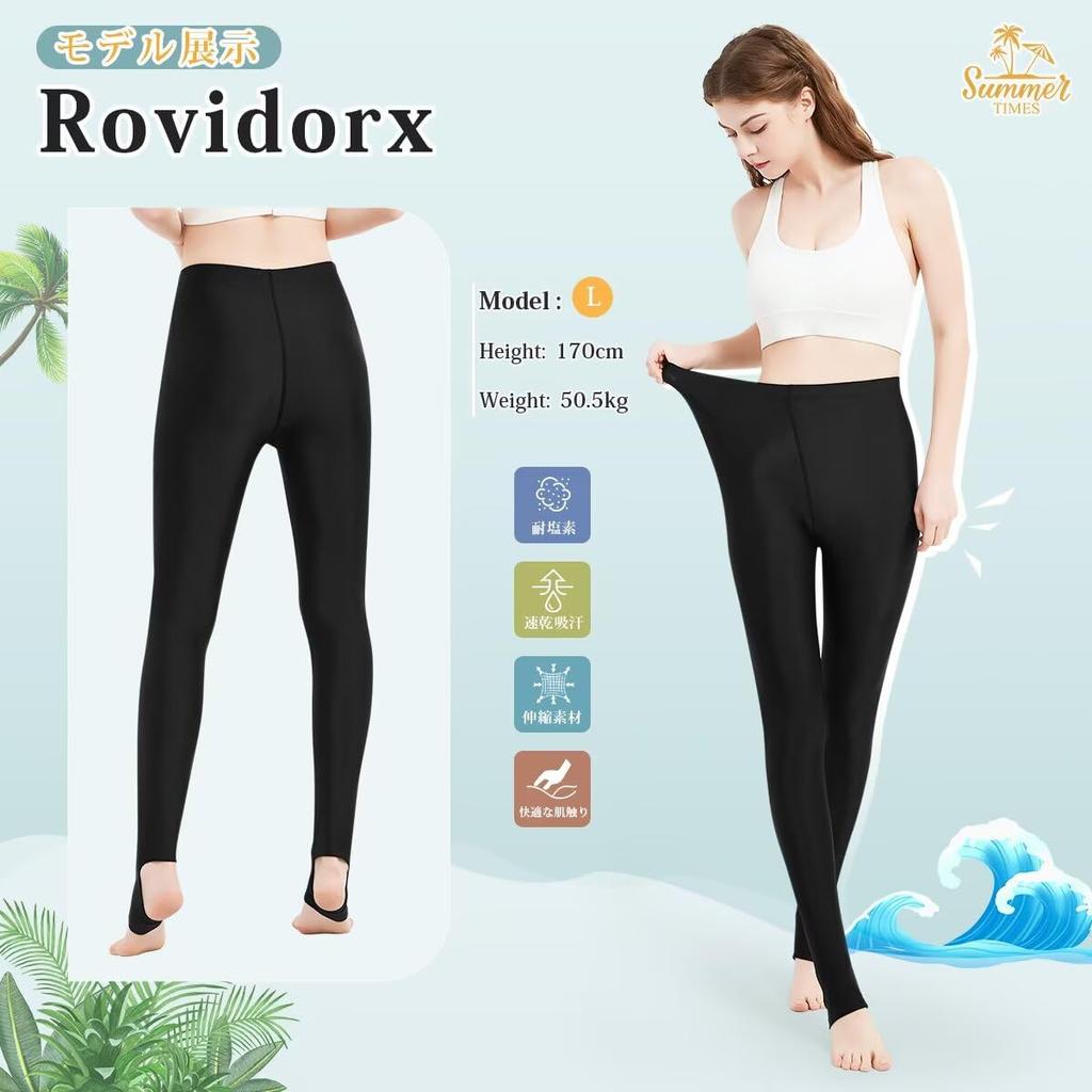 Rovidorx Rash Guard Stretchy Swimsuit Plus Size Compression Sports UV Sun Summer Women's Leggings, Spats, Leggings, Tights, Swimwear, Protection,