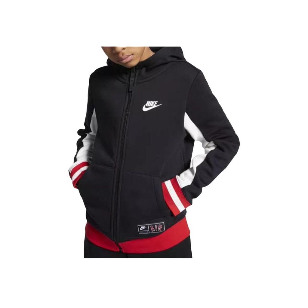 Nike Einfarbiger Logo-Print Zip-Up Hoodie Kinderjacken CN6115-010
