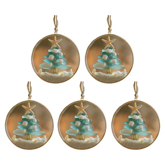 Sea Glass Nativity Christmas Ornament Beach-Inspired Hanging Ornament Nativity Christmas Tree Decoration for Xmas Tree Coastal Home Decor