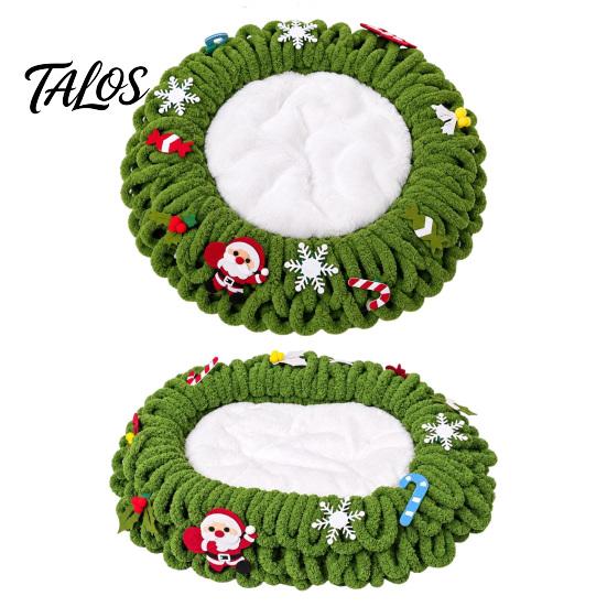 Fluffy Pet Cave Christmas Bed, Oval Wrapped Cat Warm Faux Thickened Cozy Shelter Winter Nest for Small Cats Dogs, Decor Sofa