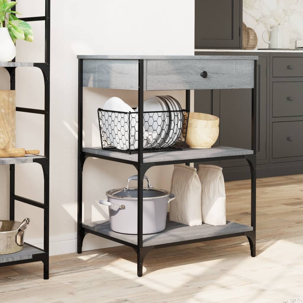 Kitchen Trolley Grey Sonoma 60x48x89.5 cm Particleboard