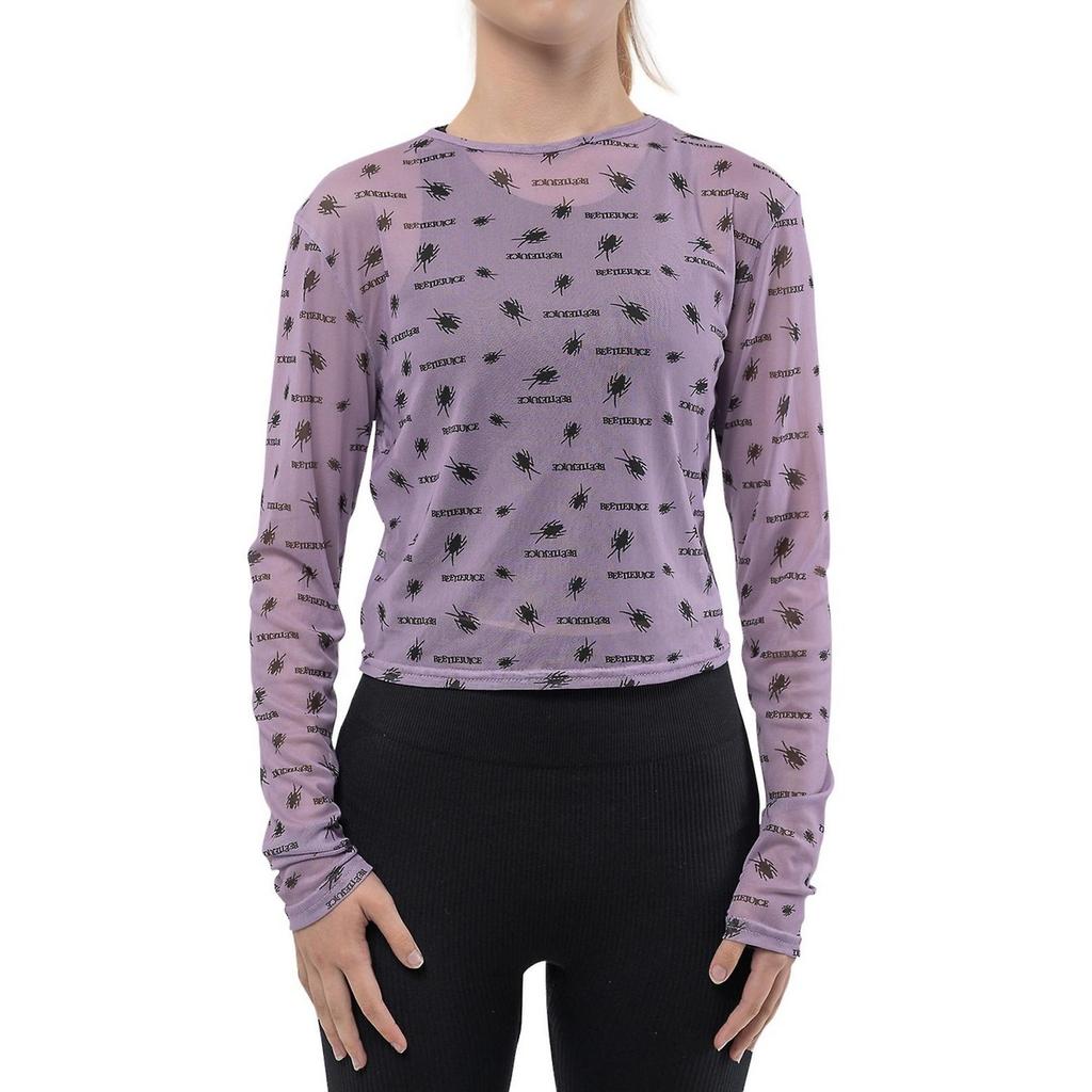 Beetlejuice Dámské/Ladies Beetle Pattern Mesh Cropped Crop Top