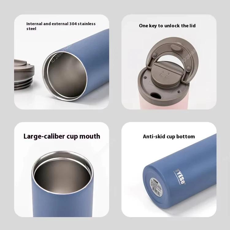 Tyeso 360ml Vacuum Flasks Insulated Travel Mug Stainless Steel Leak-Proof Direct Drink Water Bottle for Car Coffee Cup