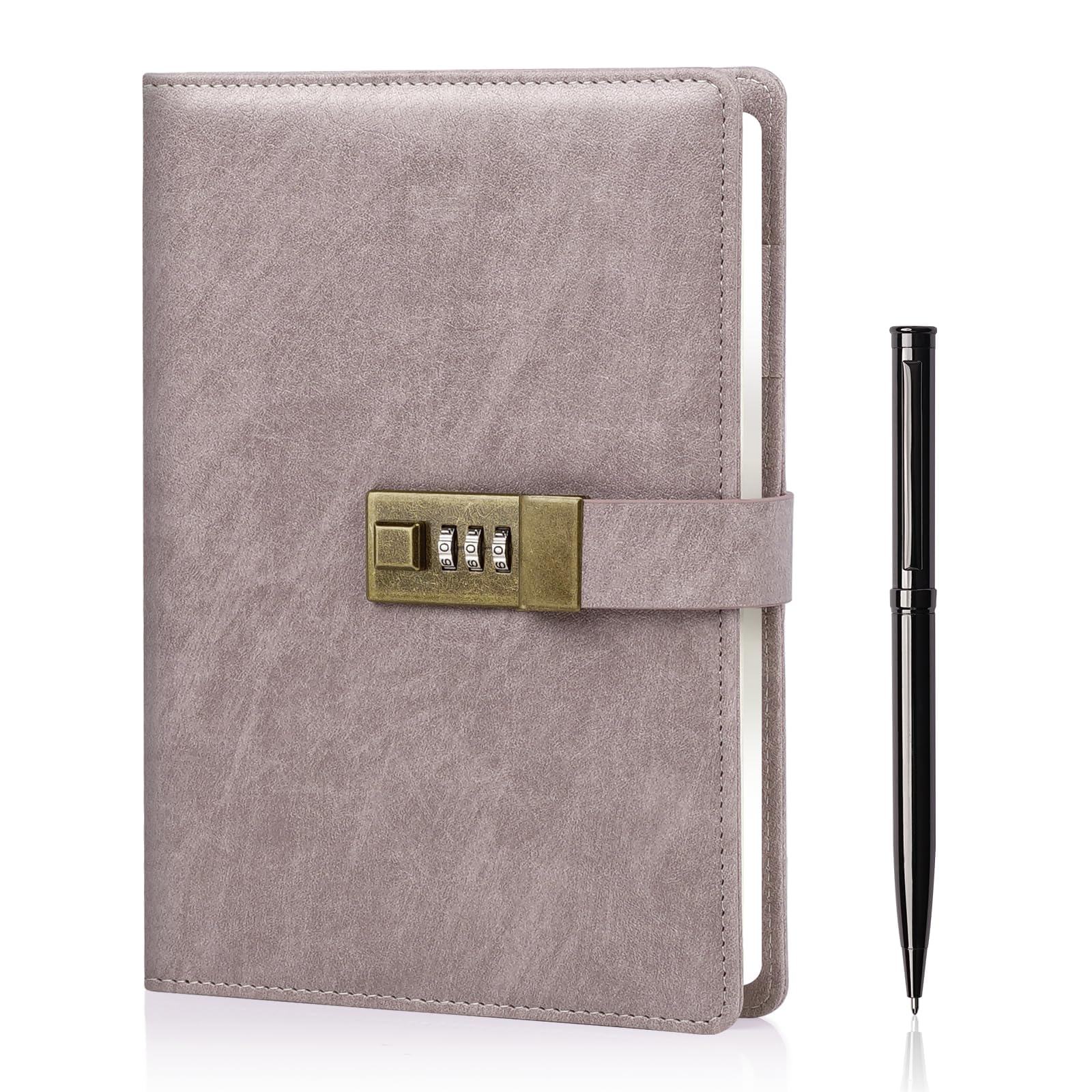 

WEMATE Diary Notebook with A5 Easy to Write Includes Pen and Gift PU Leather Personal Information Protection 240 15cm x 22cm Pink Lock, Size, In, Box, розовый