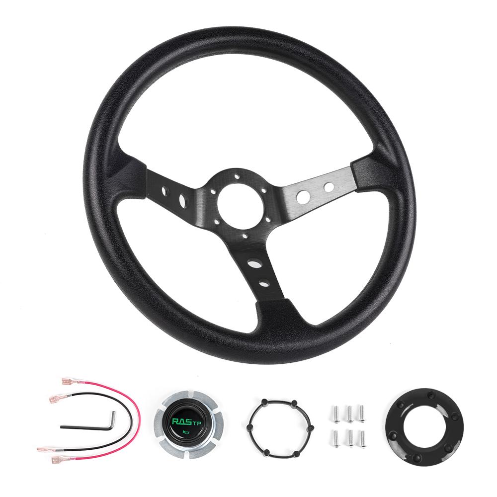 Universal 14inch 350mm Car Racing Steering Wheels Aluminium PU Deep Corn Dish Sport Drifting Steering Wheel STW020