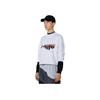 Li Ning Sports Basketball Series Fun Logo Print Loose Round Neck Pullover Sweatshirt Men sweatshirt White AWDRA57-6
