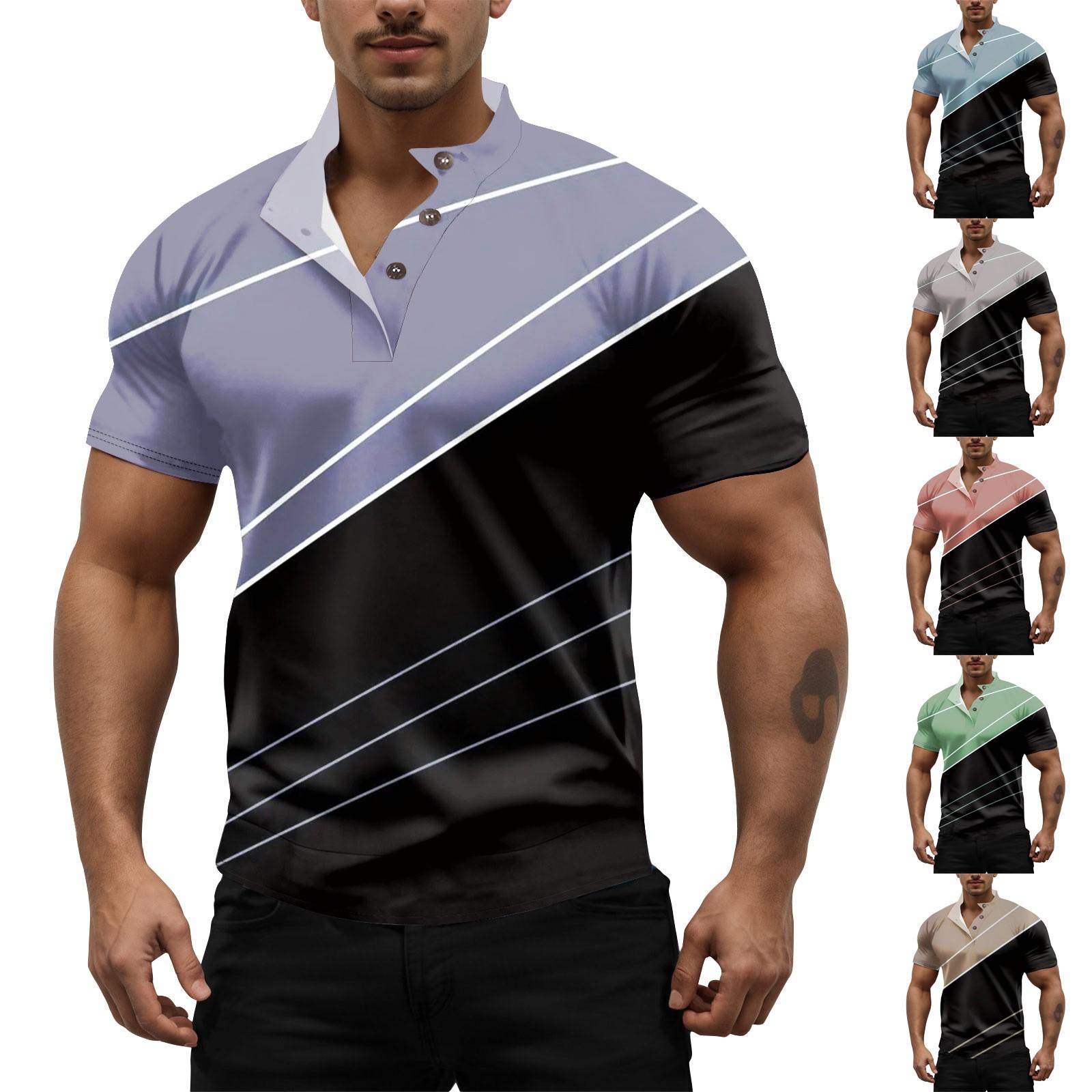 

Летняя мужская рубашка на пуговицах с воротником-стойкой и короткими рукавами, повседневный модный топ