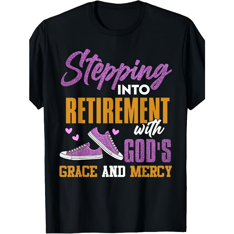 

European sizes Men S Retirement Celebration T-Shirt - Funny Retirement Party Gift with Stepping Into Retirement with God S Grace 4XL чорний