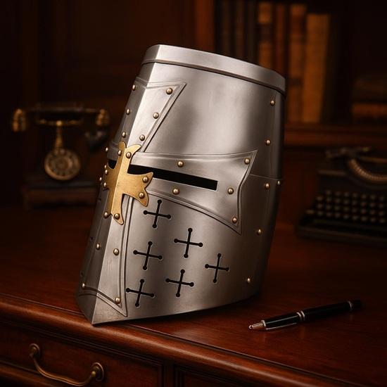 18 Gauge Steel Templar Helmet with Holy Cross Medieval Knight Helmet For Halloween Gift
