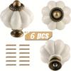 6pcs Acrylic Pumpkin Knobs, White Acrylic Cabinet Knobs Vintage Dresser Knobs, Vintage Knobs Decorative Drawer Pulls for Dressers, Closets, Cabinets