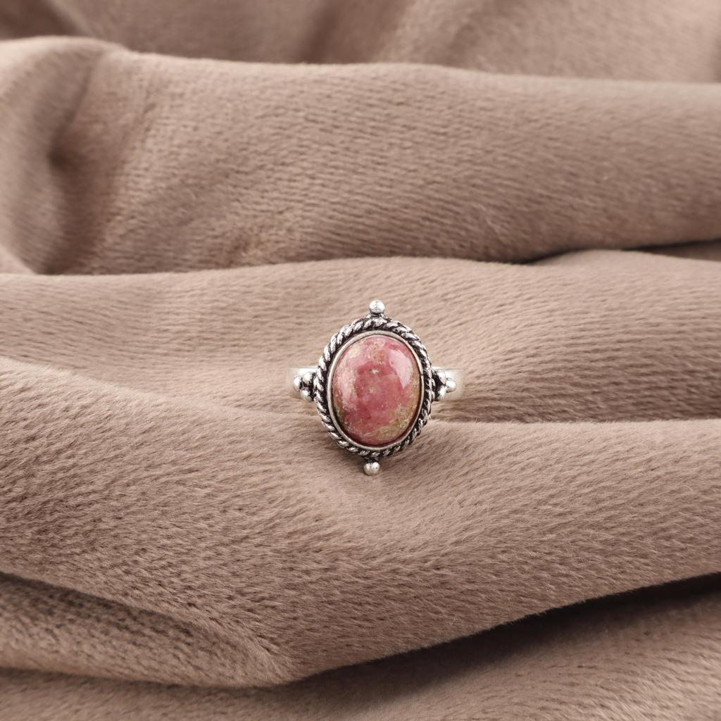 Black Rhodonite Gemstone Jewelry, 925 Solid Sterling Silver Ring,  Handmade Gorgeous Silver Boho Ring For Wedding Gift