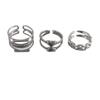 Elegant French Minimalist Heart Chain Ring Set – Personalized, Fashionable, and Versatile Open Three-Piece Design for Women.