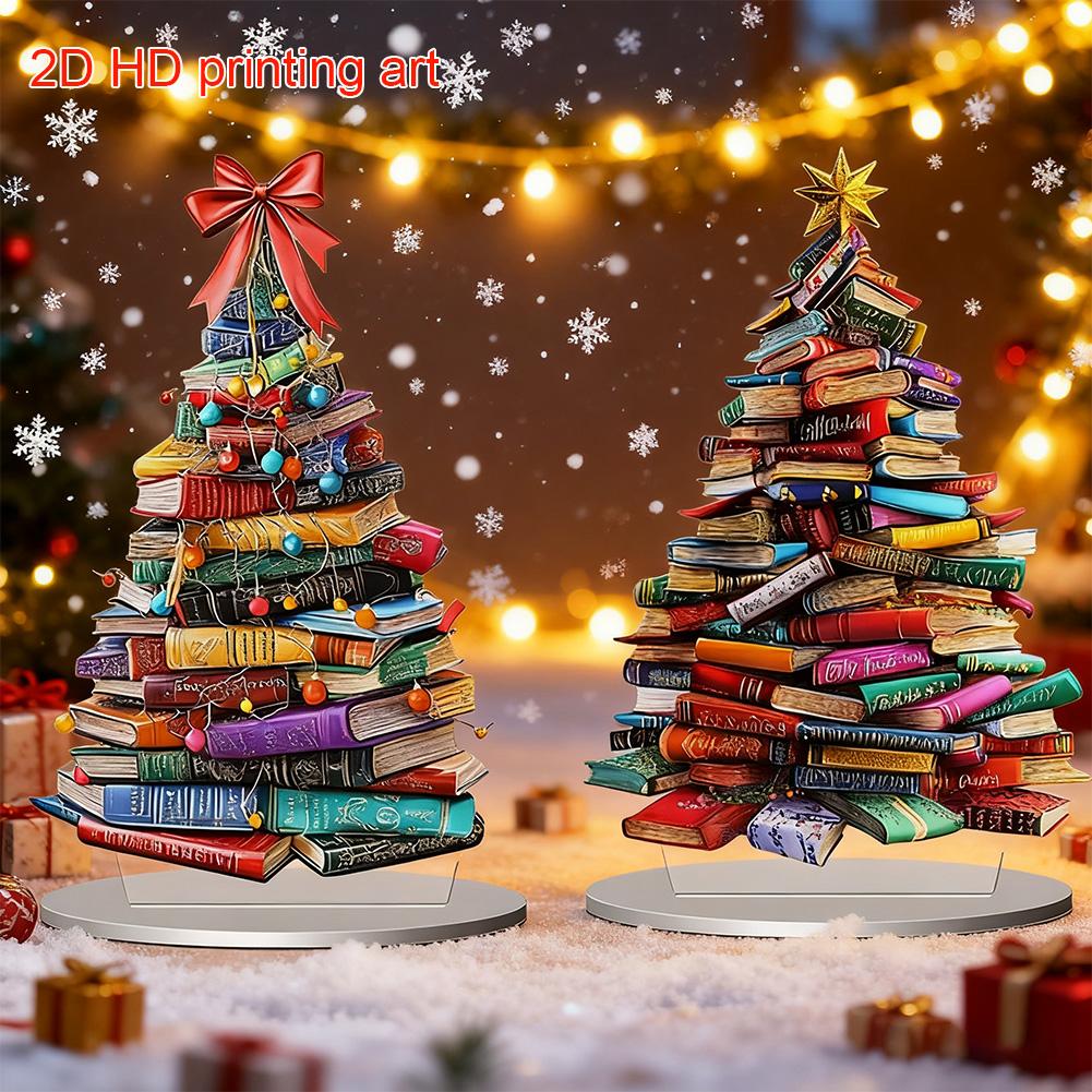 Novelty Book Christmas Tree Home Festival Inspirational Table Decoration High Quality Acrylic Gift Suitable For Parent Friend