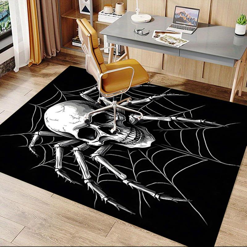 1PC Spider Skull Non-Slip Floor Carpet Compatible for Office&Living Room&Bedroom&Dining Room - Flat-Weave Machine-W260