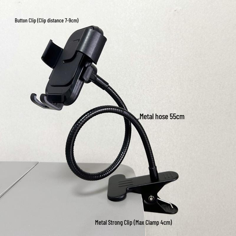 Flexible Metal Phone Stand with Clamp for Live Broadcasts and Selfies