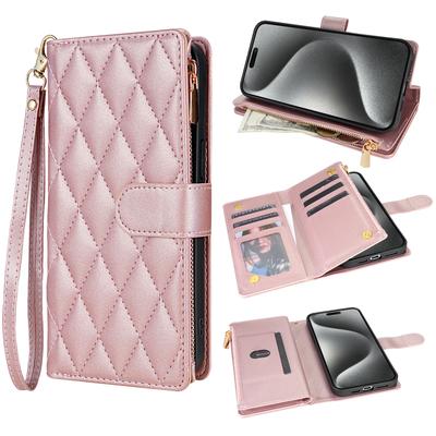 Crossbody Reißverschluss Kartenfach Geldbörse Lederhülle Für iPhone 16 Pro Max 15 Plus 14 13 12 11 SE4 XR XS X Lanyard Tasche Portemonnaie Hülle