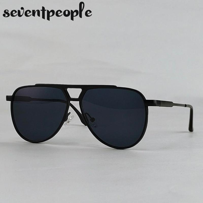 Steampunk Pilot Oval Sunglasses Men Luxury Brand Vintage Punk Metal Outdoor Sun Glasses For Male Trendy Double Beam Shades