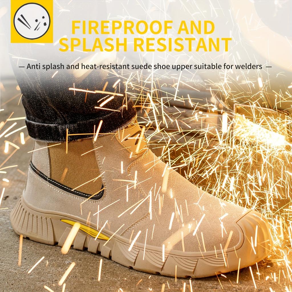 Steel Toe Anti-smash Anti-stabbing Wear-resistant Shoes Fireproof Flower Welder Men's Non-slip Boots Work Safety Shoes