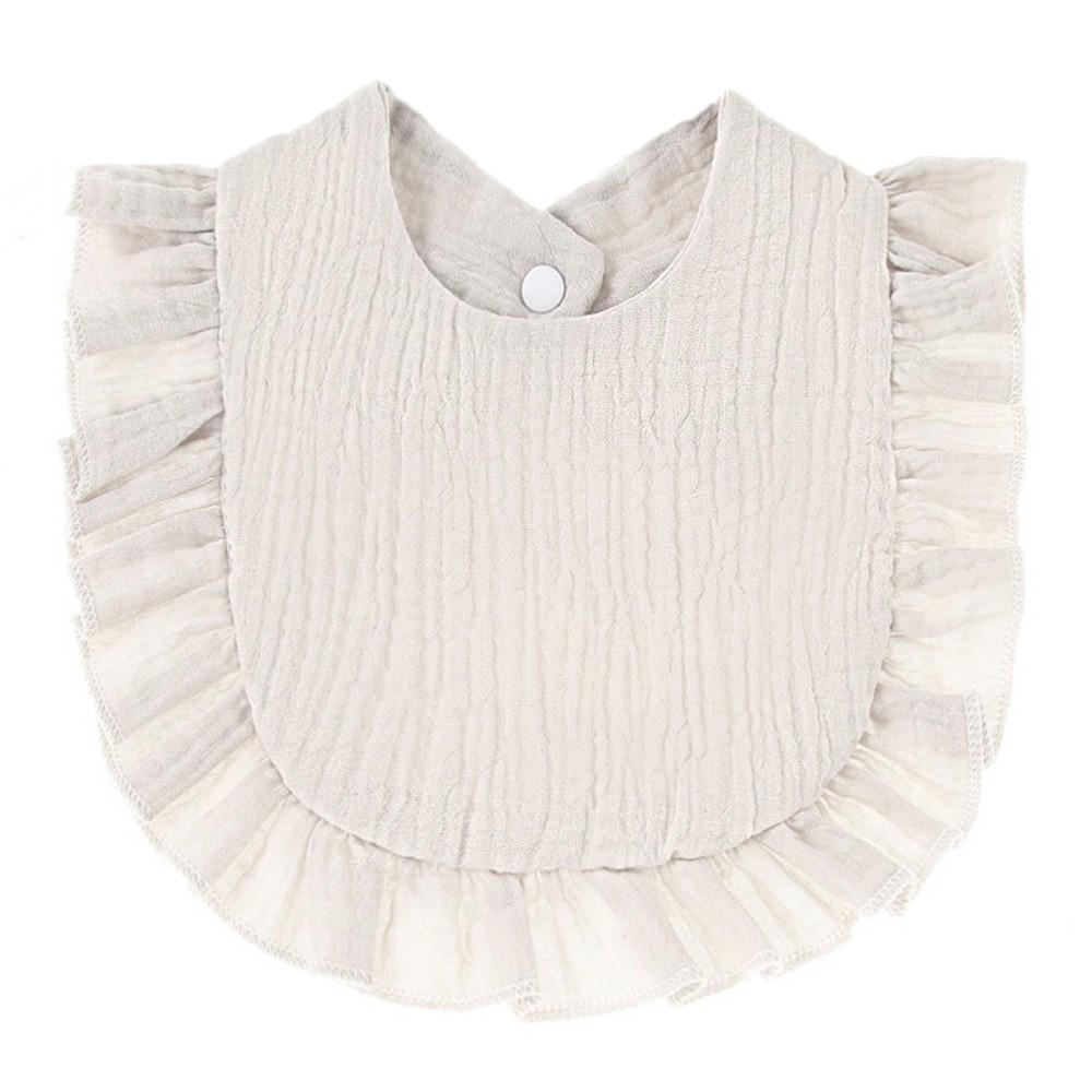 Ruffled Pure Cotton Baby Bibs with Lace Trim