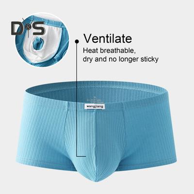 Erkek Boxer İç Çamaşırı Düşük Bel Düz Renk Yivli Şort Külot Hızlı Kuruyan U-Dışbükey Çanta İnce Külot