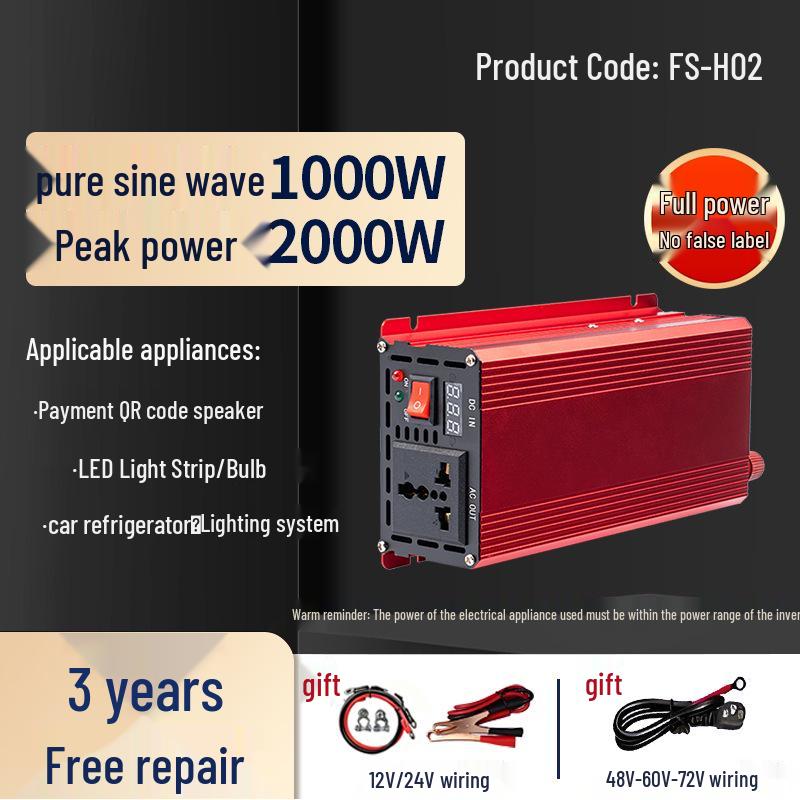 High-Power Pure Sine Wave Inverter: 800W-3000W, 12-72V To 220V Converter for Cross-Border Use