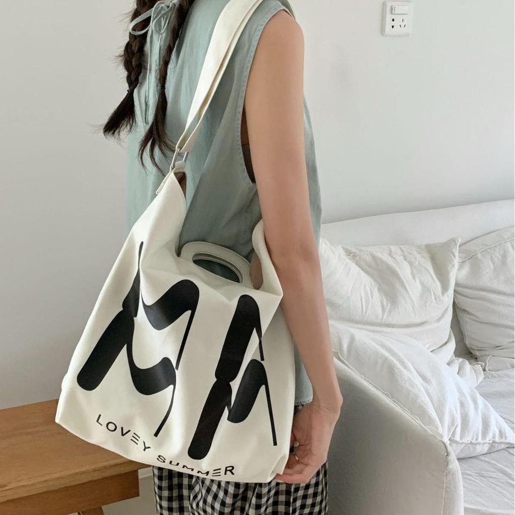 Summer One-shoulder Crossbody Bag Large Capacity Hand-held Canvas Bag Women's Commuting Bag