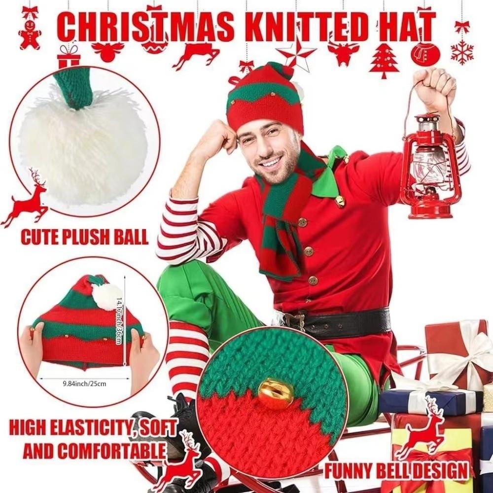 Gloves Christmas Hat Scarf Thermal Yarn Santa Claus Beanie Knitted Holiday Scarf  Merry Couples