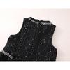Girls' Tweed Little Sleeveless Vest Dress Autumn Winter New Baby Black Light Luxury Rhinestone Dress