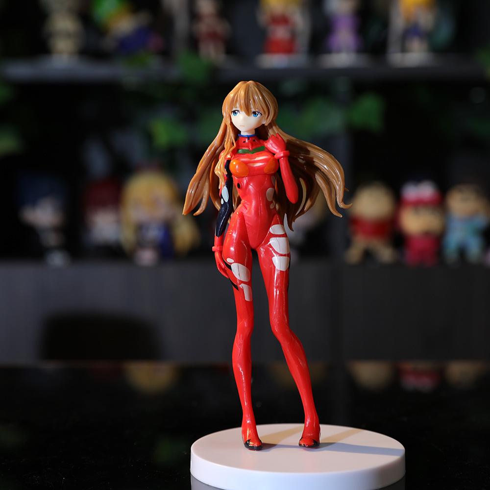 17.5CM EVA Anime Figure Asuka Langley Soryu Red Combat Suit Ayanami Rei Standing Model Desktop Collection Decoration Toys Doll