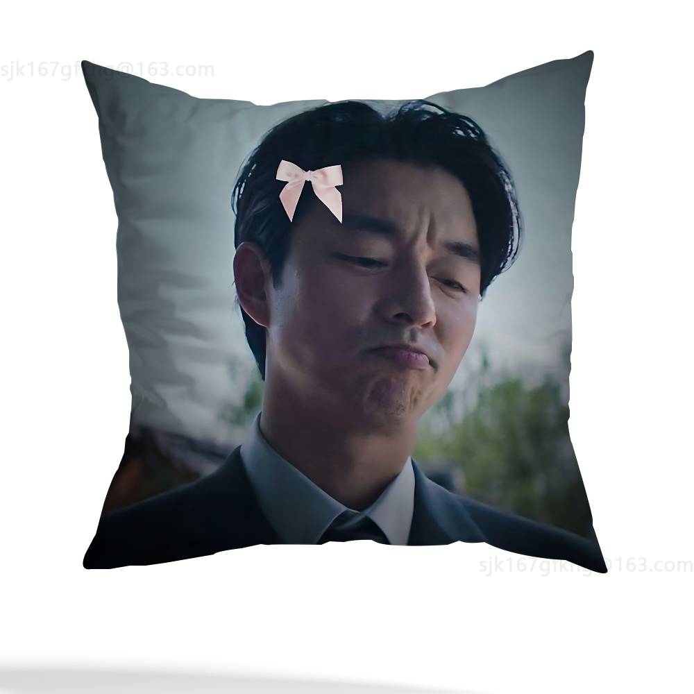 Customize G-Gong Yoo Pillow Case Anti-dustmite Pillowcase Invisible zipper silky short plush Sofa cushion cover