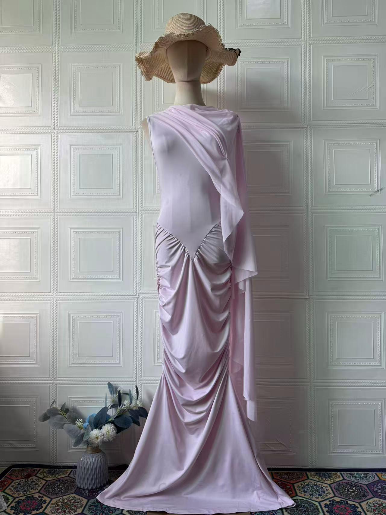 Elegant Women s Retro Sleeveless Long Dress - Autumn 2025 European Style XXL светло-розовый