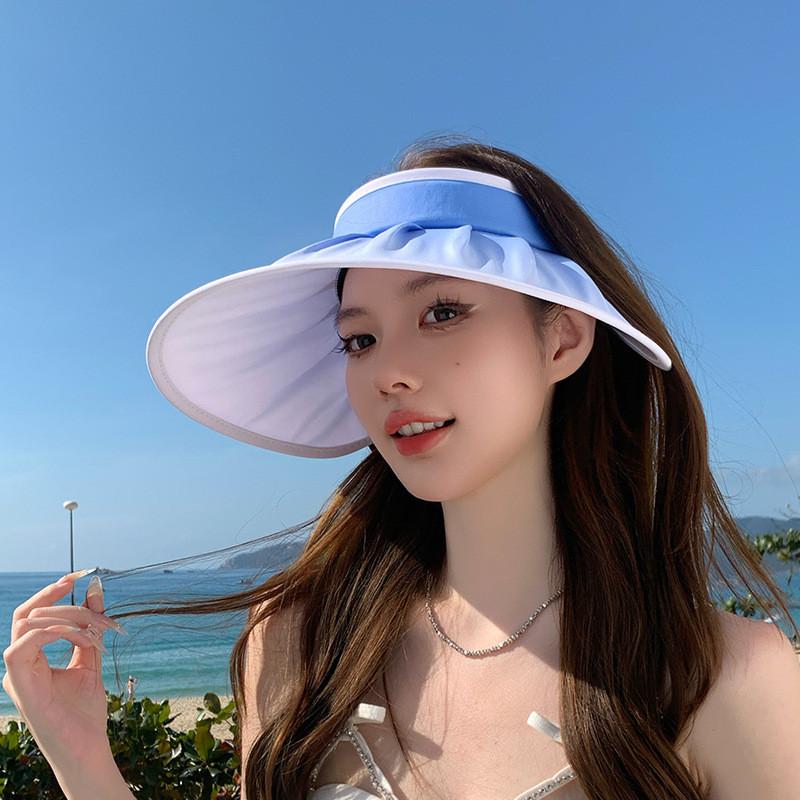 

Summer Sun Protection Beach Shell Hat With Gradient Desig And Large Brim For Women Deep Blue