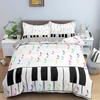 Retro Music Theme Piano Soft with Soft Fabric Duvet Cover - Rotating Musical Notes Design, Black And White Stave, for Young Girls