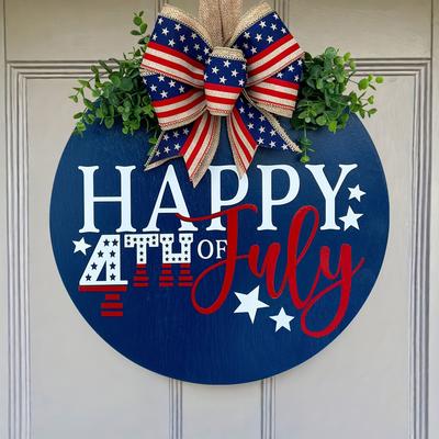 Independence Day, Wooden Door Hanging, US National Day, Home Door Decoration, Wooden, Craft Pendant