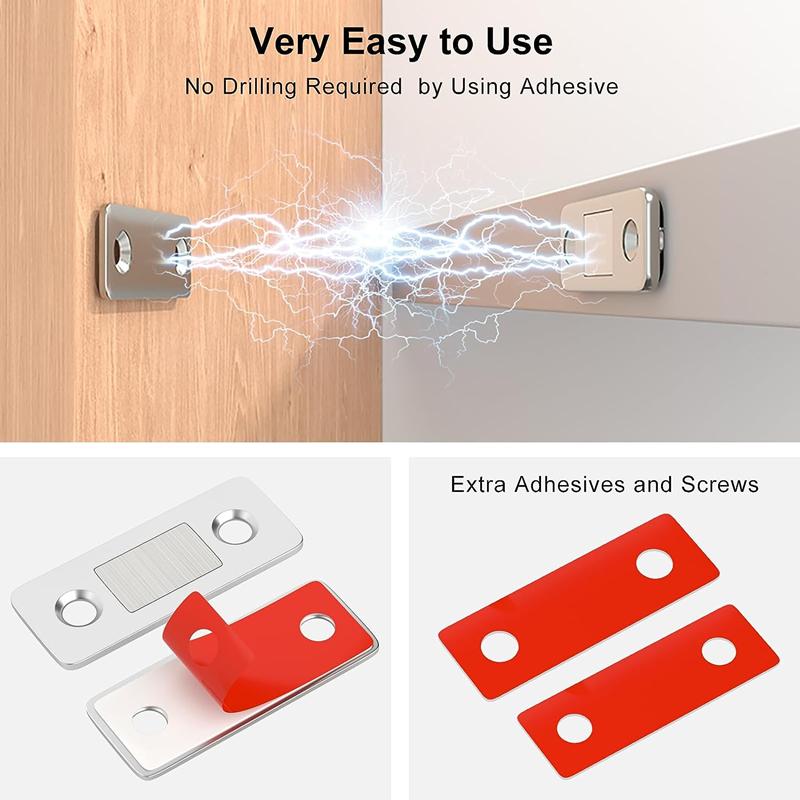 6-1Set Strong Magnetic Cabinet Catches Ultra-Thin Door Magnets Stops Invisible Adhesive Drawer Magnet Catch for Kitchen Closer
