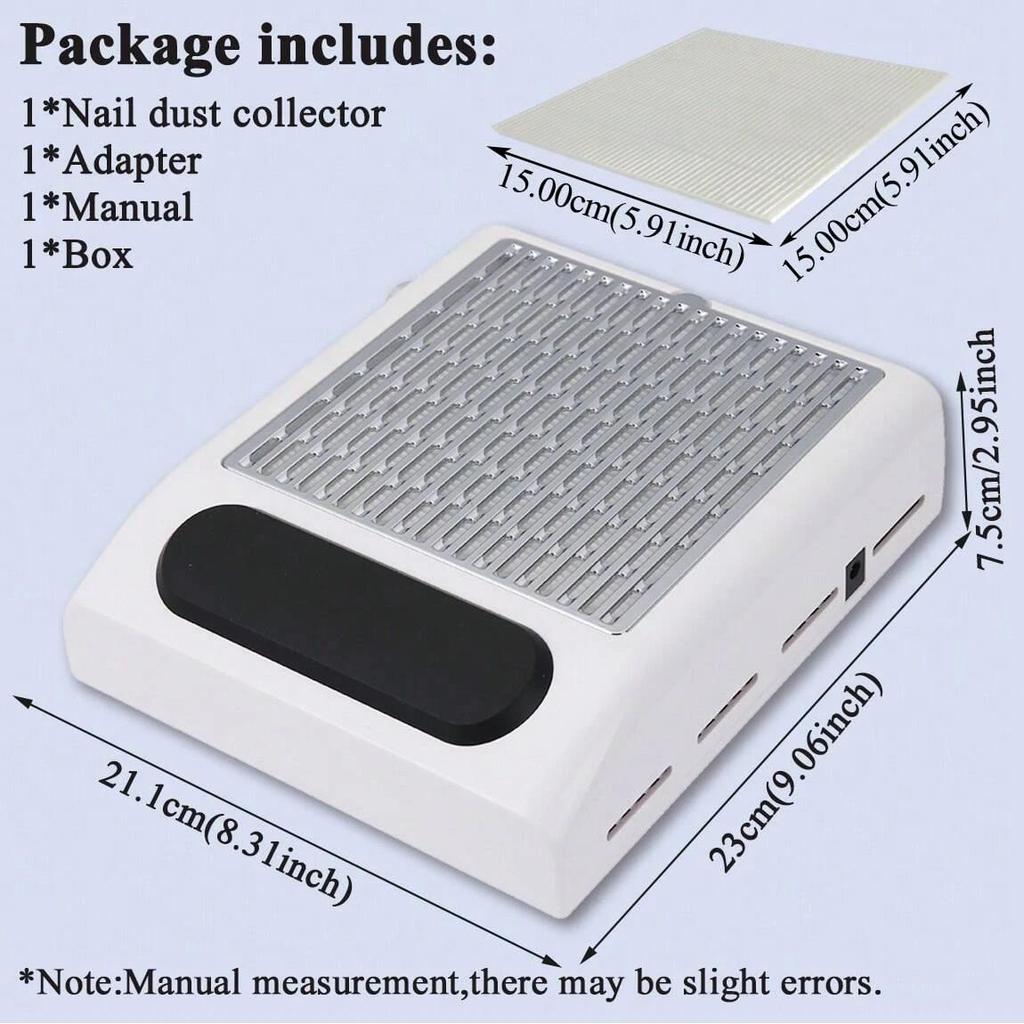 31000RPM Rechargeable Nail Dust Collector Adjustable Suction for Salon Use