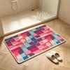 Geometric Print Circle Fleece Rug Bohemian Style Bathroom Absorbent Bedroom Easy-to-Clean Foot Mat Home Decoration