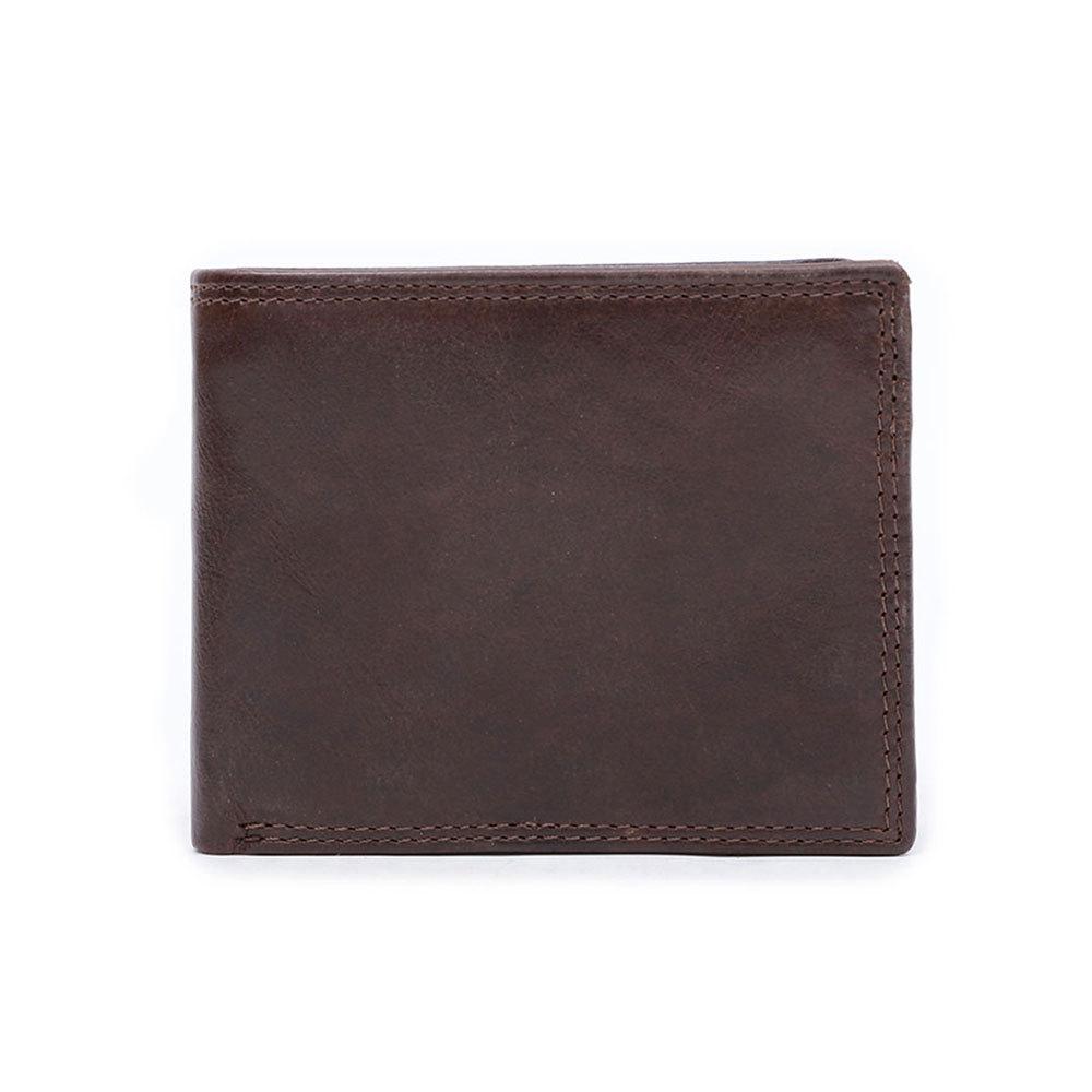 Men'S Leather Wallet Retro Rfid Cash Anti-Theft Brush Change Bit Folding Wallet Multi-Card Bit Wallet