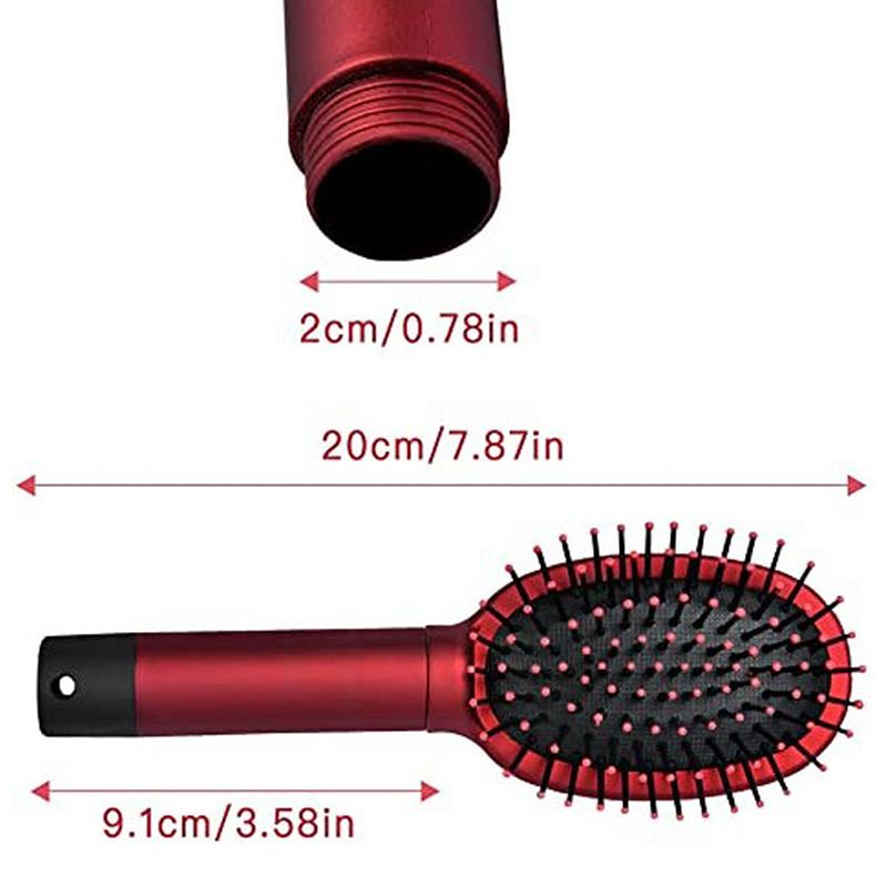 Comb and Hair Brush with Hidden Compartment – Removable Lid for Discreet Storage of Money and Jewelry