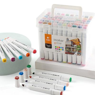 12/18/24/36/48/60 Color Portable Double Headed Arts Markers Set,Fine Arts Painting Oily Pen, Artist Art Supplies Graffiti Diy