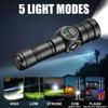White Laser LED Flashlight Zoom function COB Side Light USB Rechargeable Torch Tail Magnet With Display Long Range Lamp