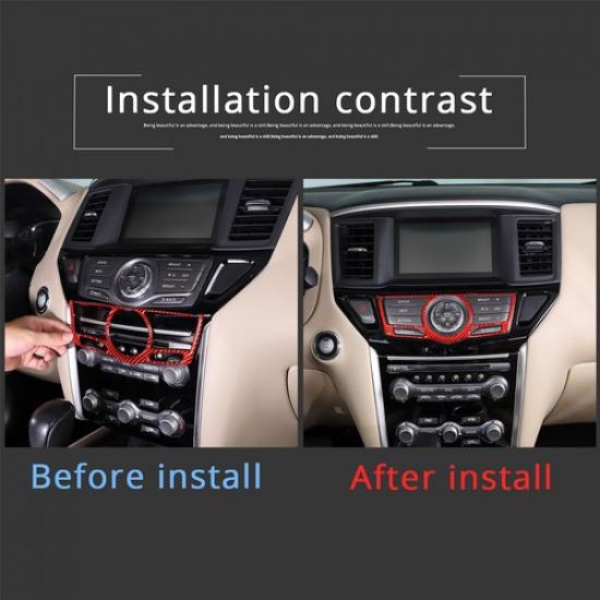 Red Carbon Fiber Navigation screen Trim Sticker For Nissan Pathfinder 13-18